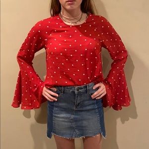 Forever 21 Red Polka Dot Crop Top Blouse